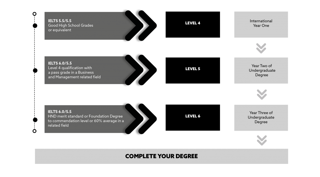 Infographic showing degree levels and progression
