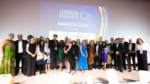 The NUL staff on stage at the London Higher awards